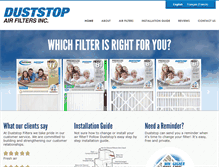 Tablet Screenshot of duststopfilters.com
